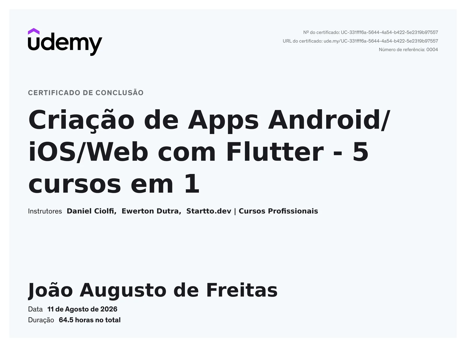 Criação de Apps Android/iOS/Web com Flutter - 5 cursos em 1